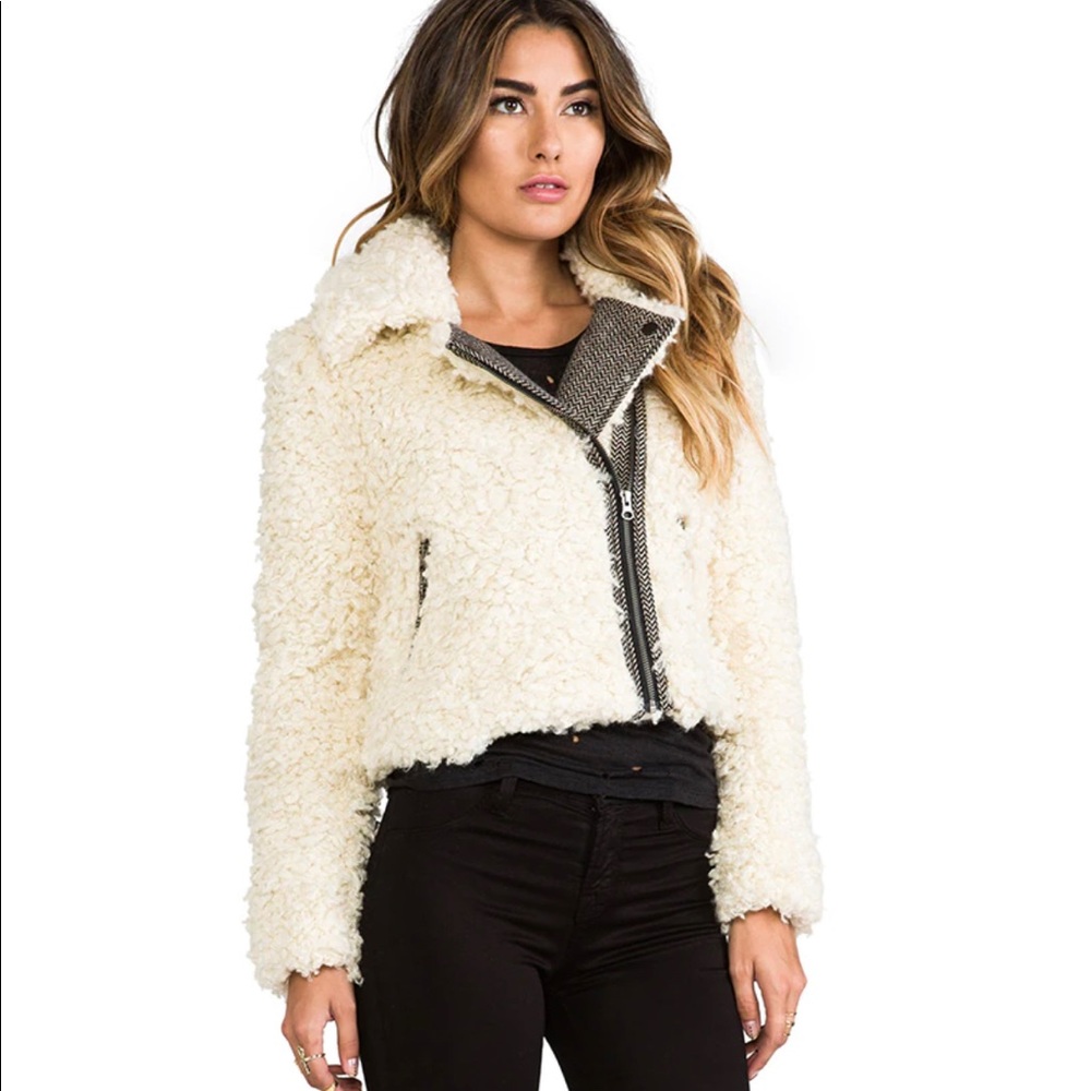 Free People shearling moto jacket xs/s